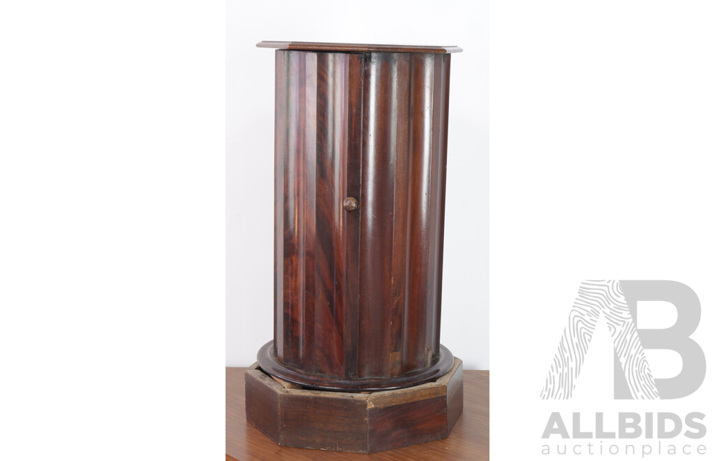 Victorian Cedar Cylinder Bedside Cabinet with Fluted Sides