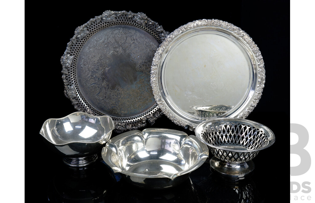 Collection Mostly Australian Silver Plate Items Including Angus & Coote Charger with Sydney Yacht Club Engraving, and Four Hardy Brothers Pieces