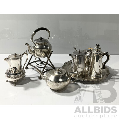 Good Collection Antique Silverplate Including Kenson Salver Tray and Teapot, WR Humphreys Teapot and More