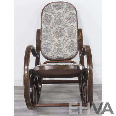 Vintage Bentwood Rocking Chair with Tapestry Upholstery