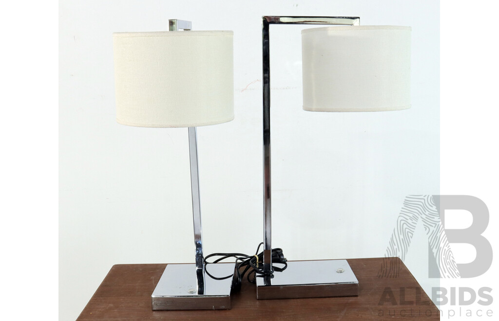 Pair of Chrome Bedside Lamps