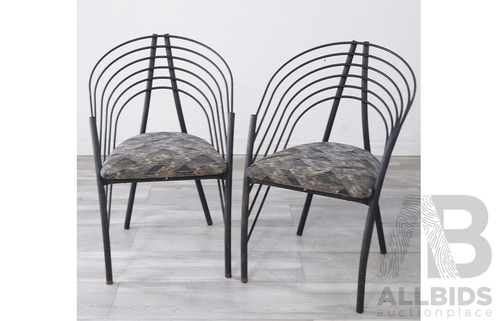 Pair of Art Deco Inspired Metal Dining Chairs