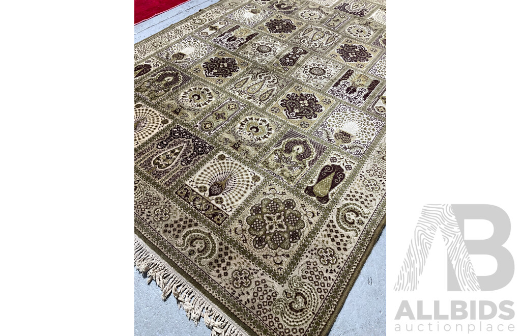 Large Machine Made Acrylic Carpet with Persian Style Panelled Mirhab Design