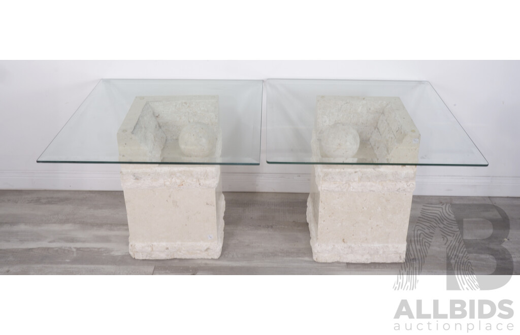 Pair of 1980s Stone Look Coffee Tables by Magnussen