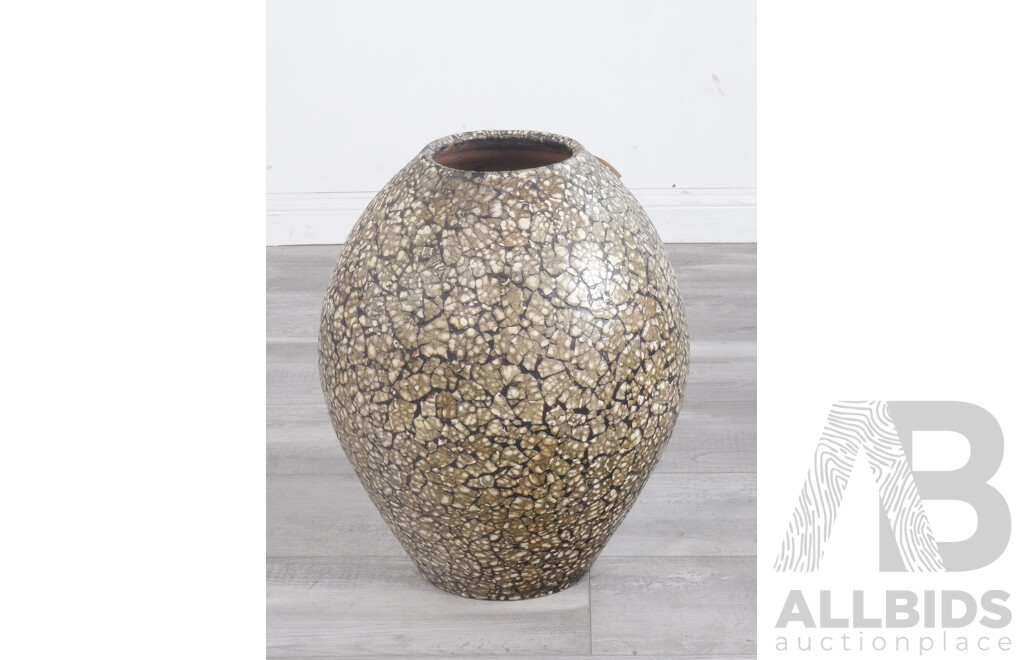 Large Decorative Pot with Textured Side