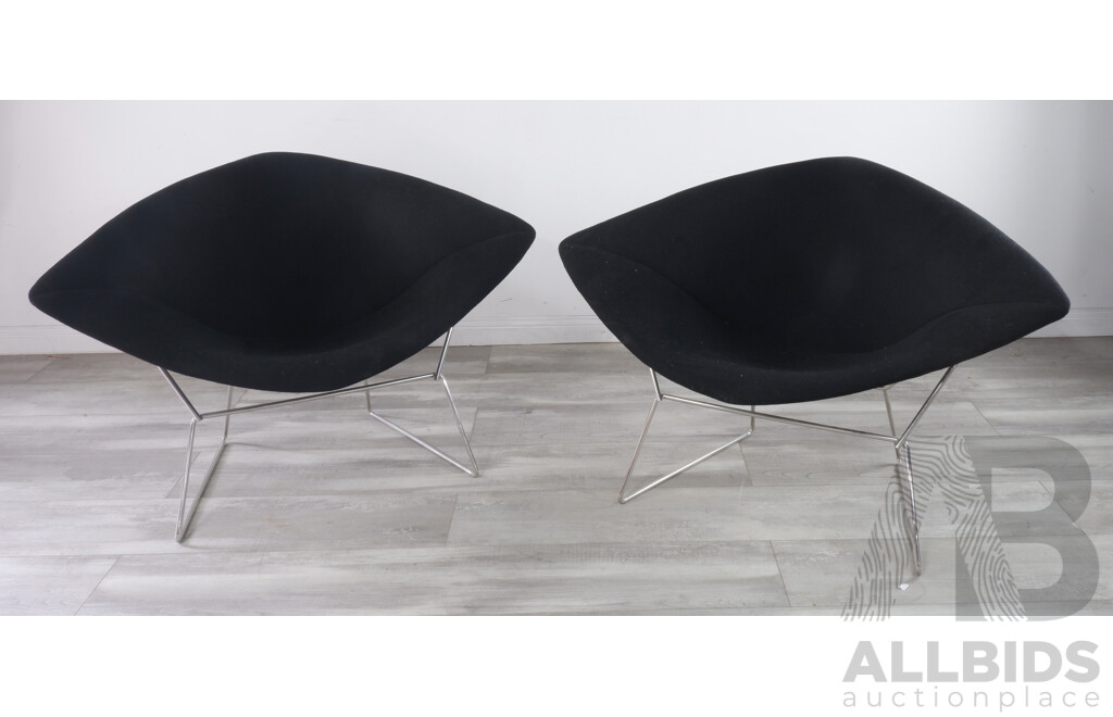 Pair of Nice Replica Harry Bertoia Diamond Chairs