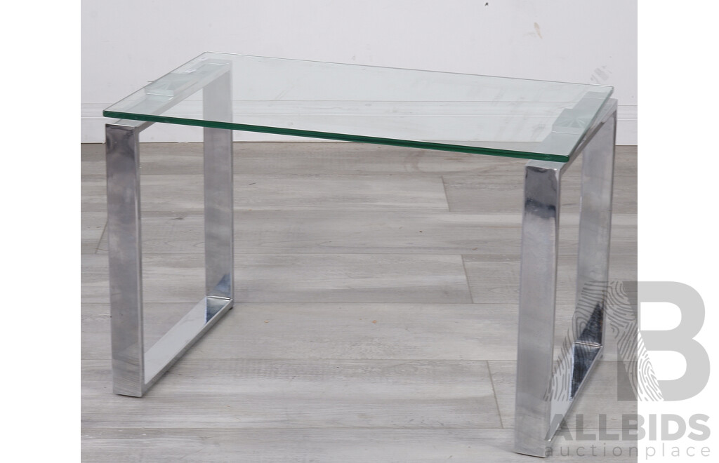 Contemporary Glass and Chrome Side Table