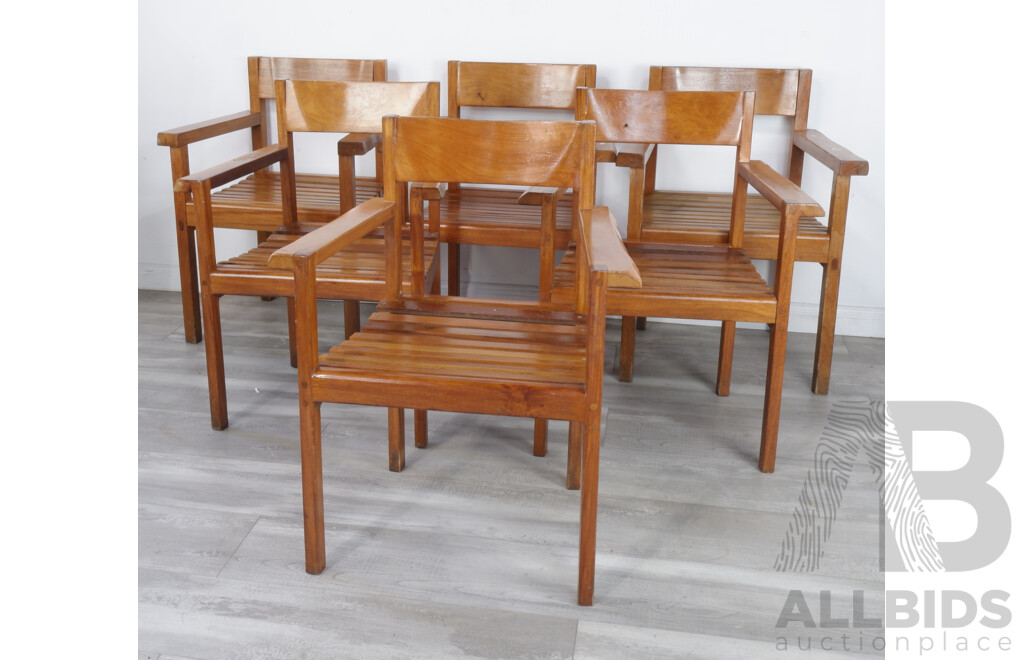 Six Vintage Timber Outdoor Dining Chairs