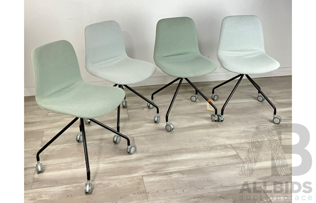 Set of Four Modern Desk Chairs on Castors