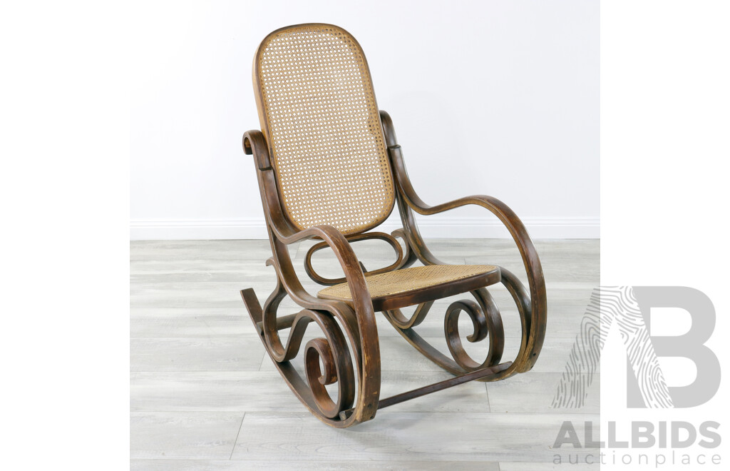 Antique Style Bentwood and Cane Rocking Chair