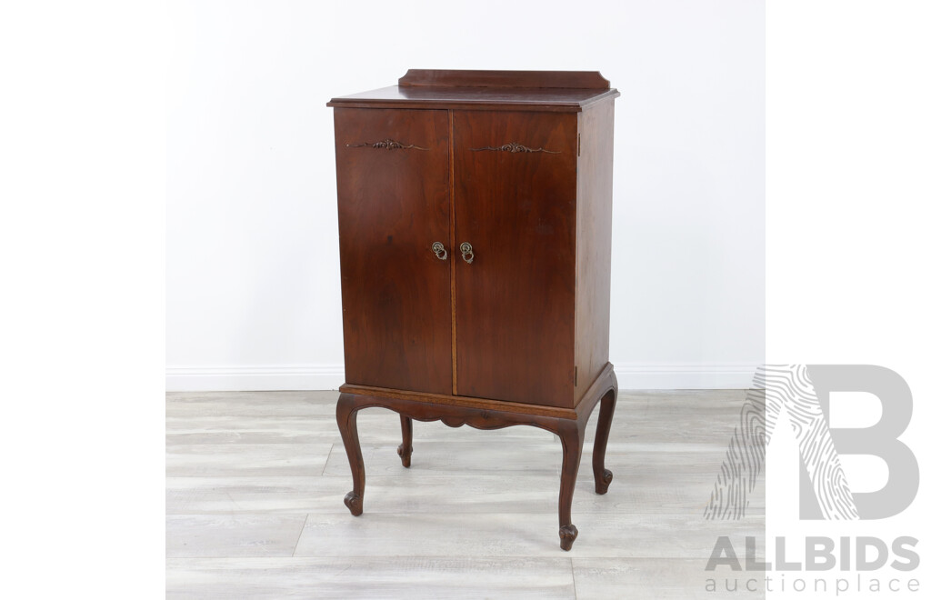 Antique Style Queen Anne Record Cabinet