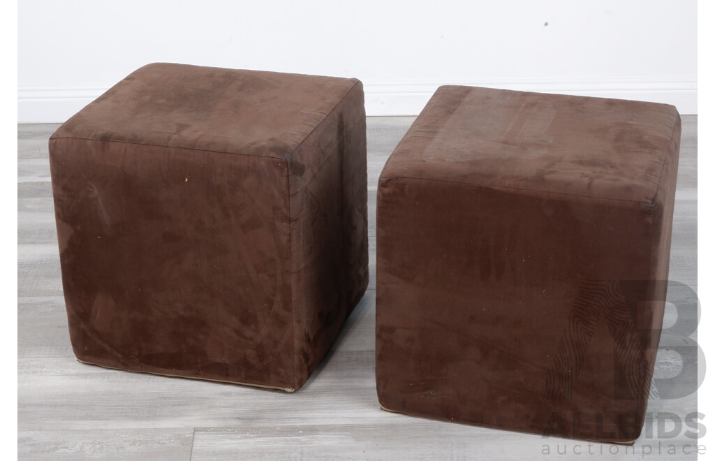 Pair of Brown Suede Footstools