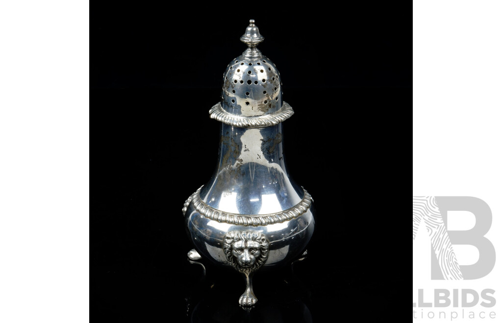 Vintage Georgian Style Sterling Silver Sugar Castor Retailed for Harrods, London, Harrods Ltd, 1959, 209g