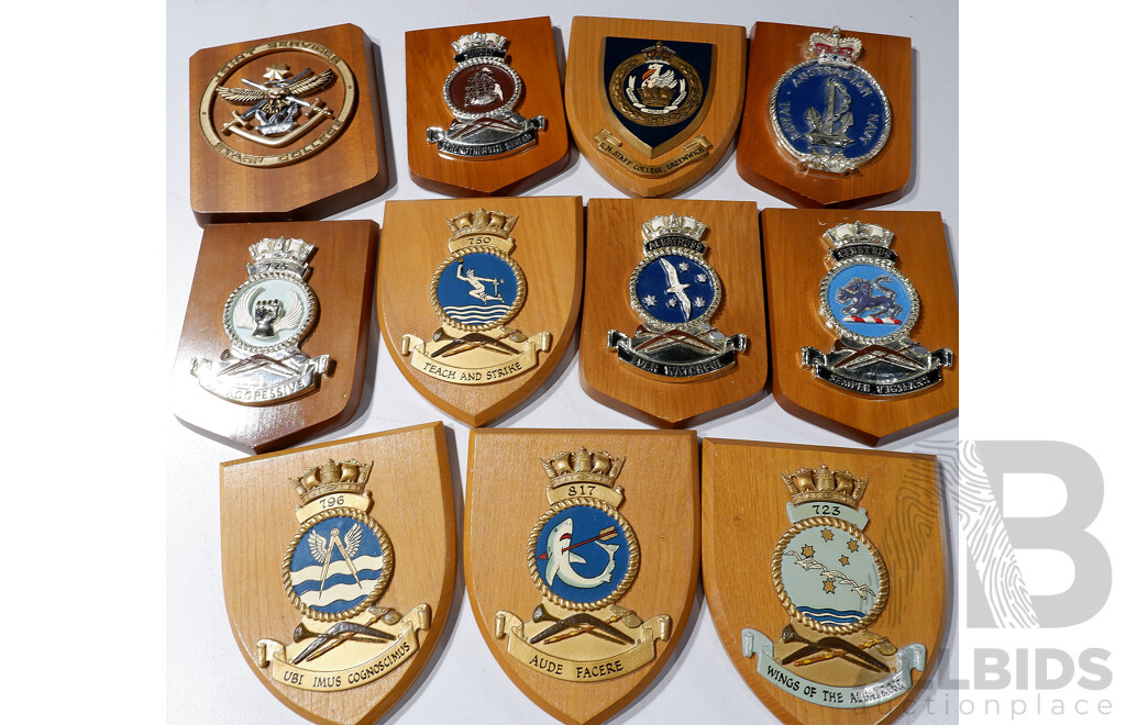 Collection of Eleven Vintage Royal Australian Navy and Other Military Plaques