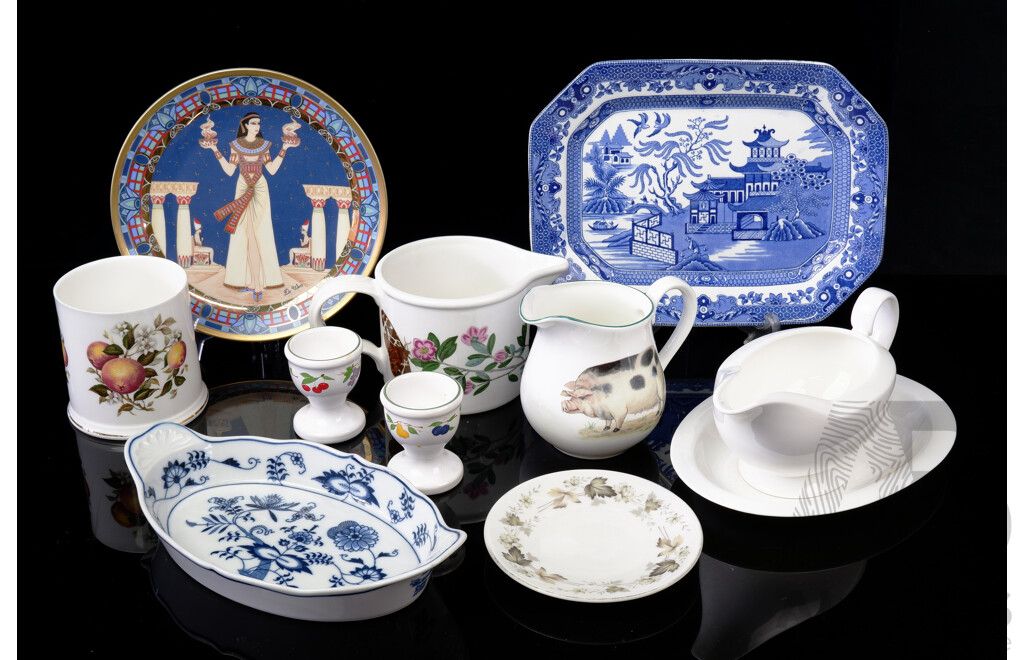 Collection Quality Porcelain Pieces Including Royal Albert Gravy Boat and Underplate, Fortnum & Mason Canister, Small Royal Doulton Plate on Larchmont Pattern and More