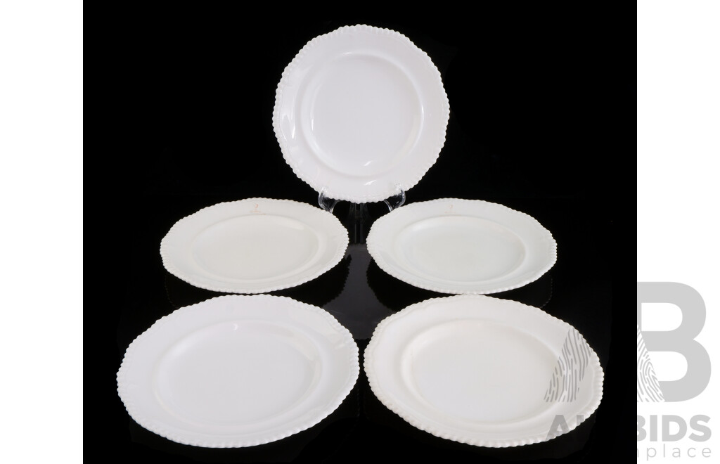 Collection Five Antique Copeland Spode Porcelain Plates with Pie Crust Edge