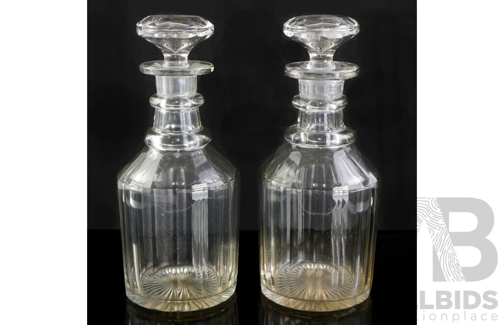 Pair Antique Crystal Decanters with Stoppers