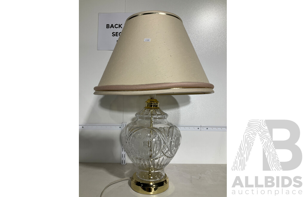 Vintage Glass Base Lamp with Lampshade