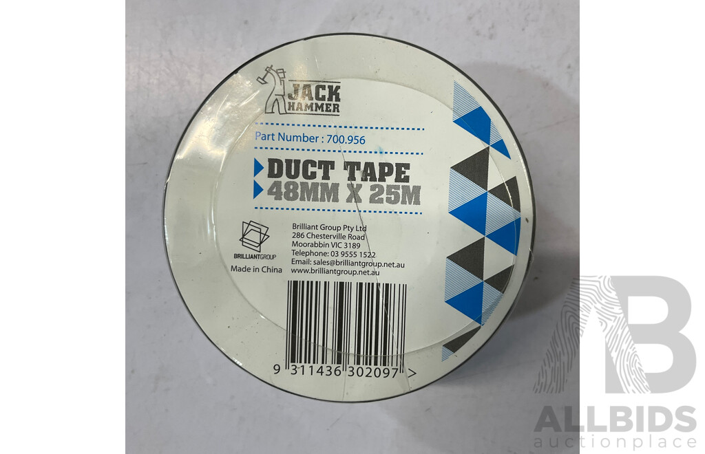 JACK HAMMER Duct Tape 48mmx25m - Lot of 180 - Estimated Total ORP $540.00