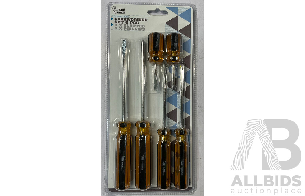 JACK HAMMER Duct Tape (48mmx25m)x60 & 6PC Screwdriver Set X60 - Lot of 120 - Estimated Total ORP $480.00