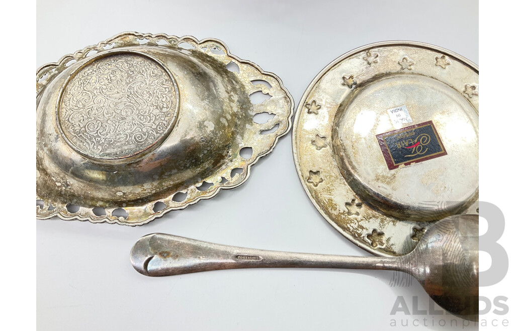 Three Silver Plated Bowls and Selectoin of Silver Plated Flaware