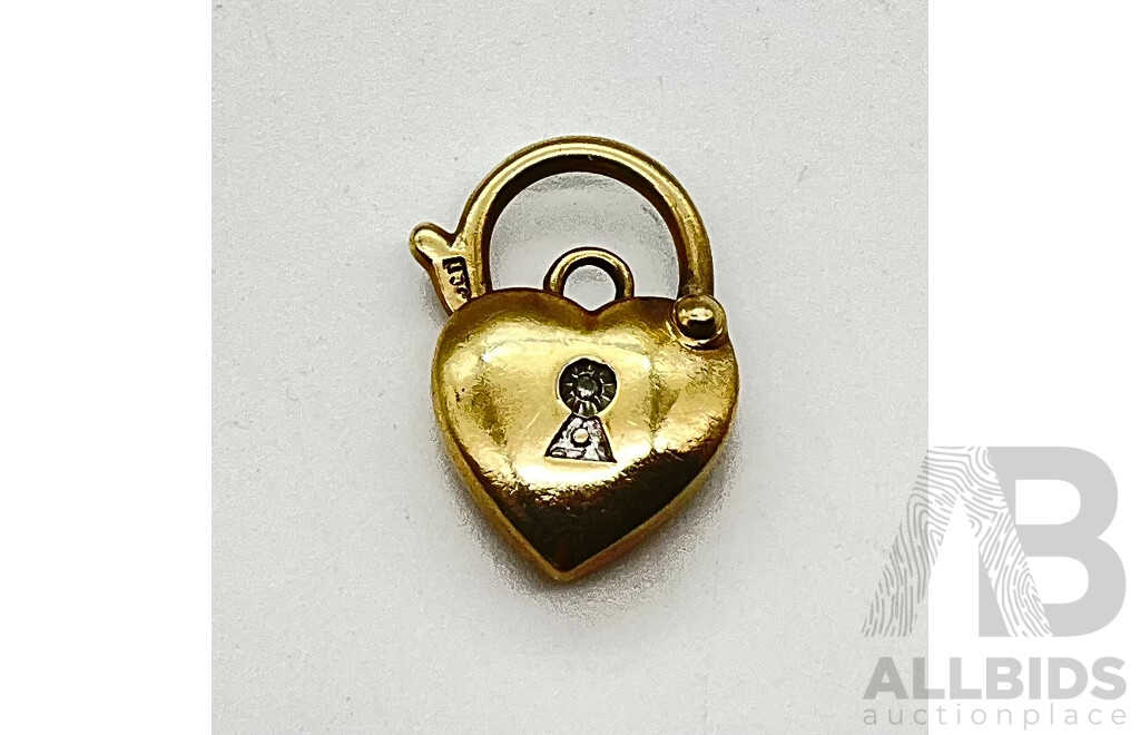 9ct Yellow Gold Heart Lock, 2g