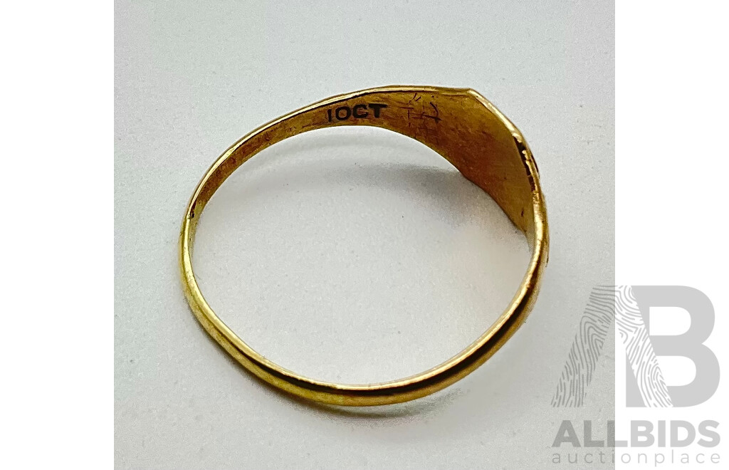 Vintage 10 CT Gold Signet Ring, Size L -  1.20 Grams