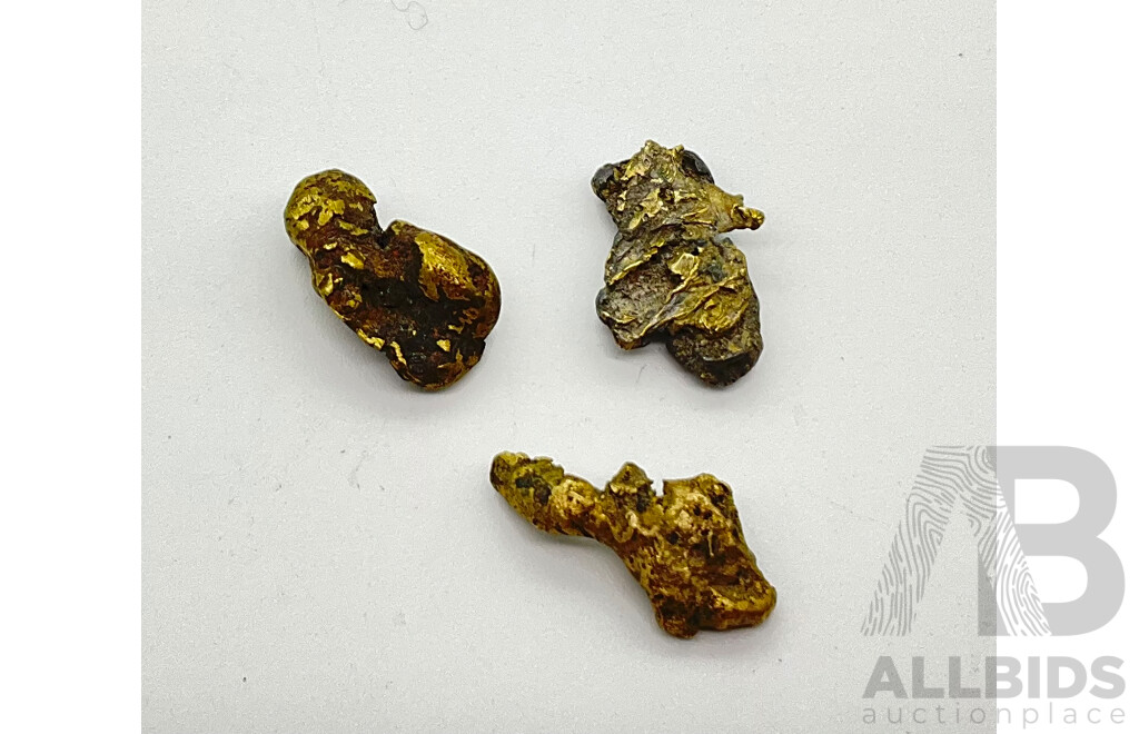 Three Gold Nugget Pieces - 6.07 Grams