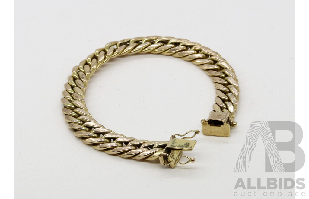8ct Vintage Flat Curb Link Bracelet, 19.5cm, Hallmarked 333, 15.16 Grams