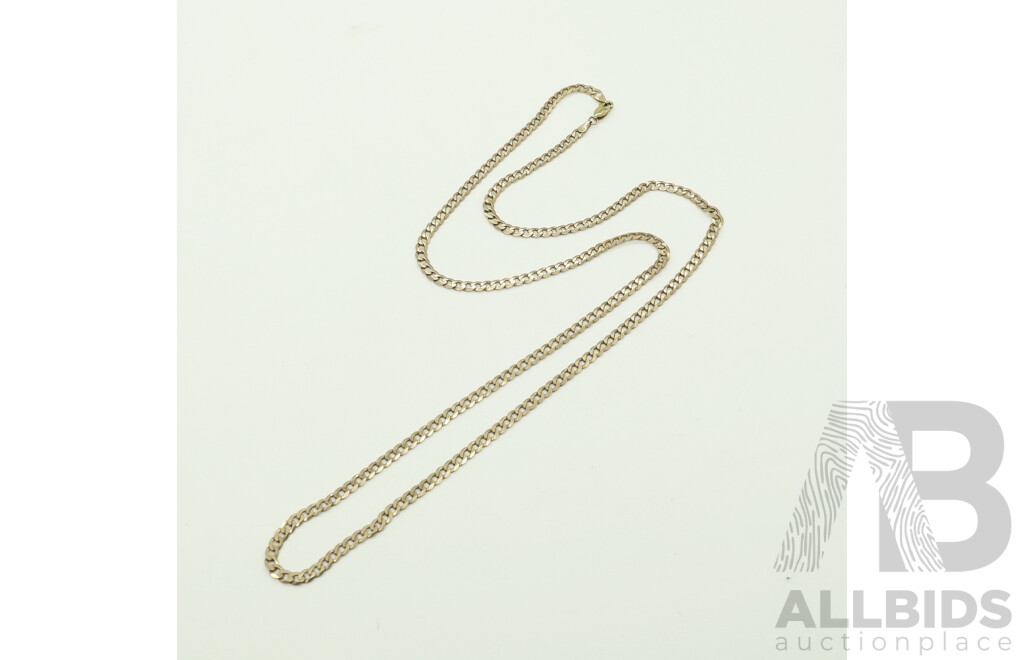 9ct Flat Curb Link Chain, 72cm, 14.86 Grams