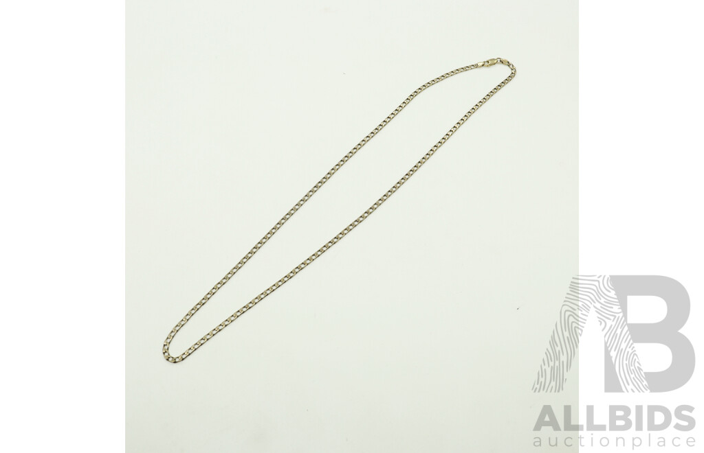 9ct Flat Curb Link Chain, 65cm, 12.98 Grams