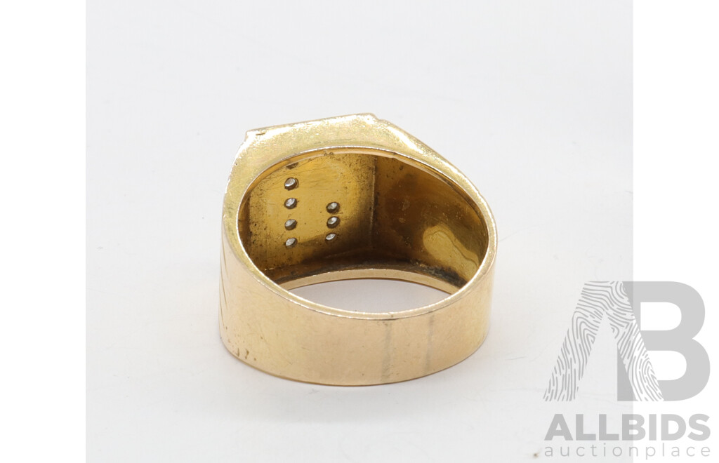 9ct Gold & Diamond 'J' Signet Ring, Size V, 9.71 Grams