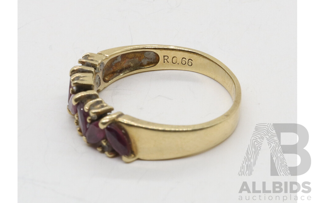 14ct Diamond & Ruby Ring, Size L, 2.74 Grams