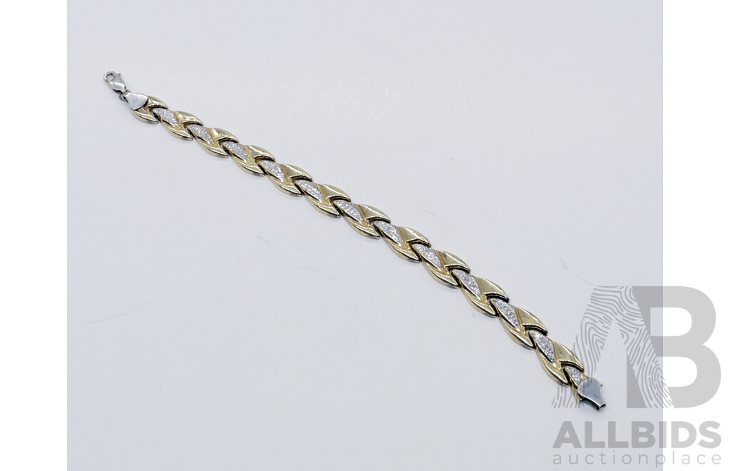 Sterling Silver & 9ct Gold Bracelet, 19cm, 7.02 Grams
