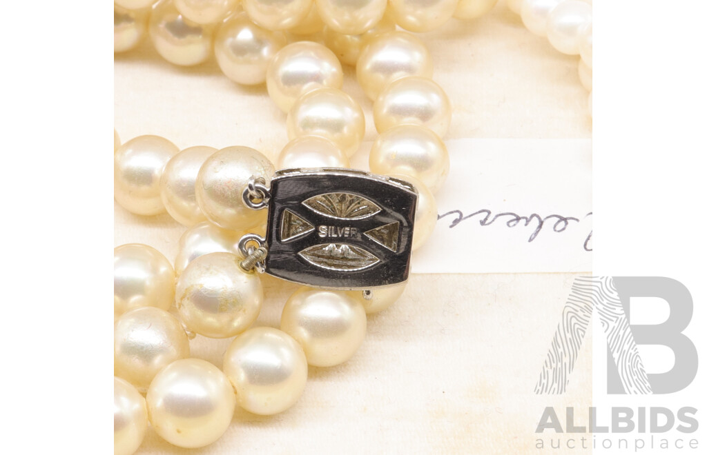 Double Strand Faux Pearls with 925 Clasp, Freshwater Cultured Pearl Single Strand, 925 Clasp