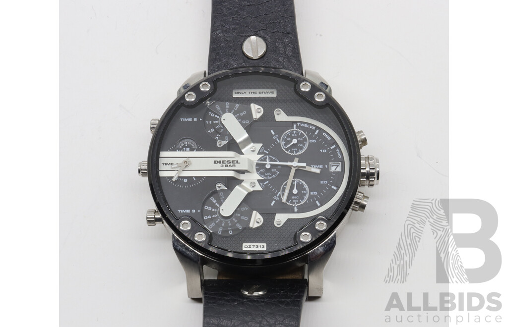 Diesel 'Mr Daddy' 57mm Wrist Watch - Black & Silver