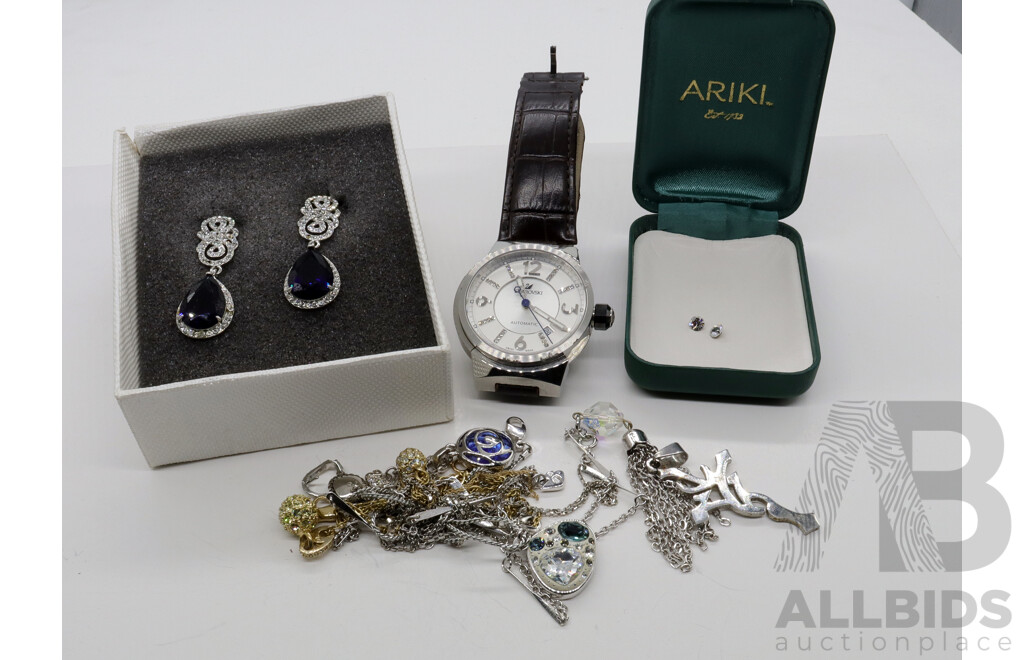 Swarovski Crystal Watch 48mm Casing, and Collection of Other Cz Set Costume Jewellery Items