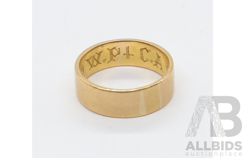 18ct Flat Profile Wedding Ring, Size N, 6.54 Grams