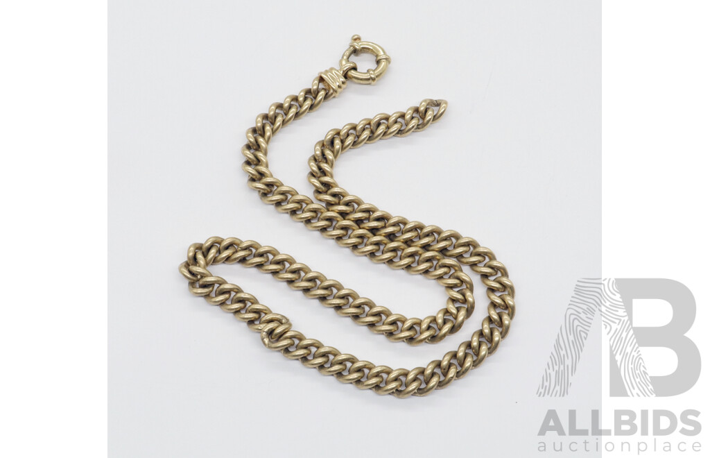 9ct Curb Link Belcher Clasp Necklace, 43cm, 7.3mm Wide, 64.54 Grams, Hallmarked 9ct