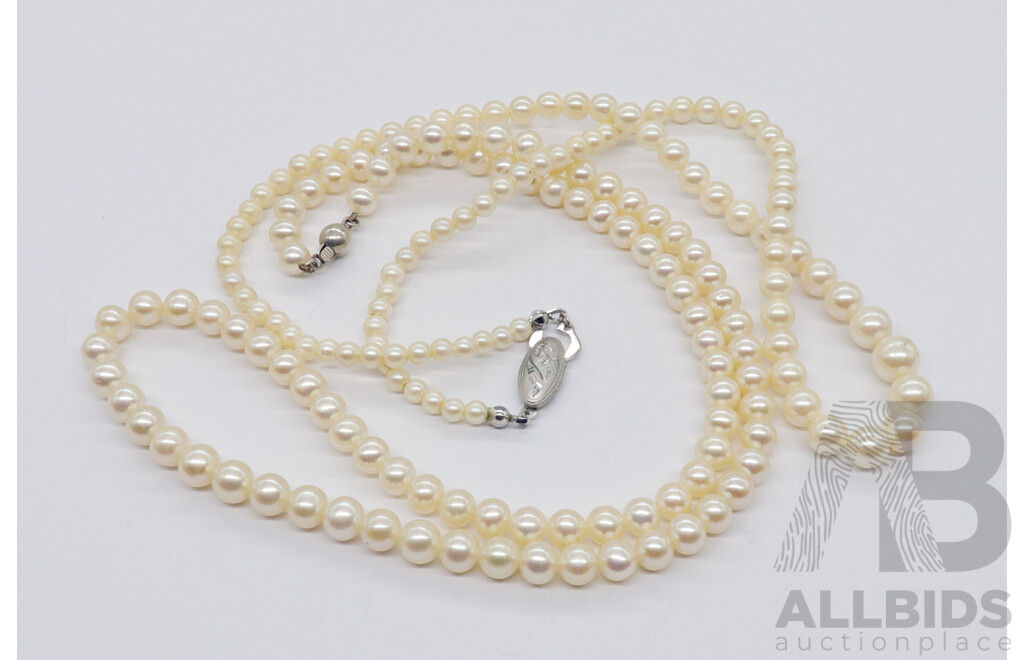 Freshwater Cultured Pearl Strand, 50cm, 6.4mm-5.8mm Diameter, SS Clasp & Faux Tapering Pearl Strand 45cm SS
