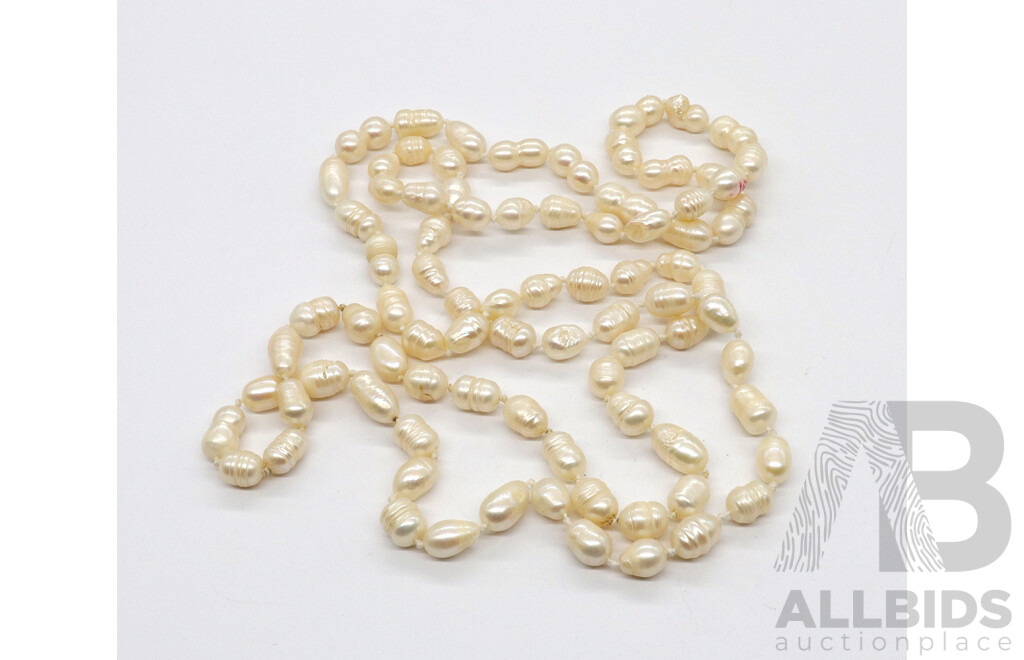Continuous Strand of Freshwater Baroque Pearls, 100cm
