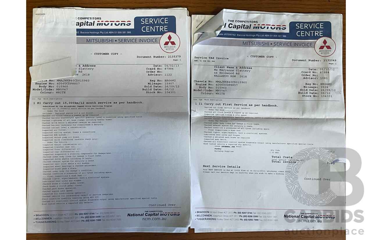 7/2012 Mitsubishi Triton Glx-R (4x4) MN MY12 Double Cab Utility White 2.5L
