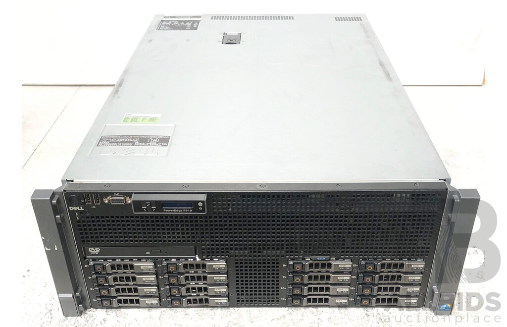 Dell PowerEdge R910 Quad Intel Xeon (E7-8837) 2.66GHz-2.80GHz 8-Core CPU 4RU Server w/ 128GB DDR3
