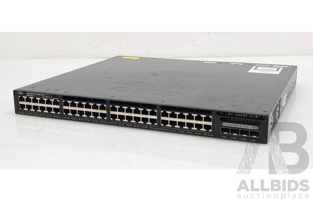 Cisco (WS-C3650-48PS-S) Catalyst 3650 4X1G 48-Port PoE+ Gigabit Ethernet Switch