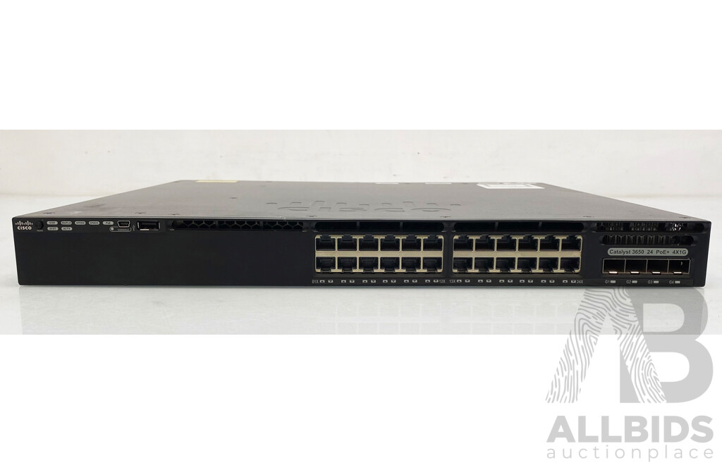 Cisco (WS-C3650-24PS-S) Catalyst 3650 4X1G 24-Port PoE+ Gigabit Ethernet Switch