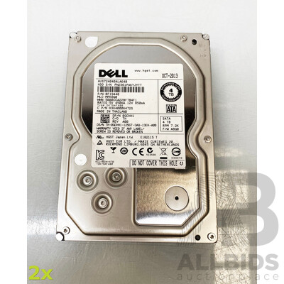 Dell (0F19448) Enterprise 4TB 7.2K SATA 3.5-Inch Hard Drive - Lot of Two