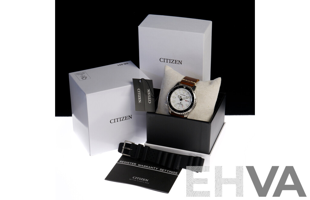 Boxed Citizen Promaster Fugu, 200m Sapphire Crystal with Leather Strap