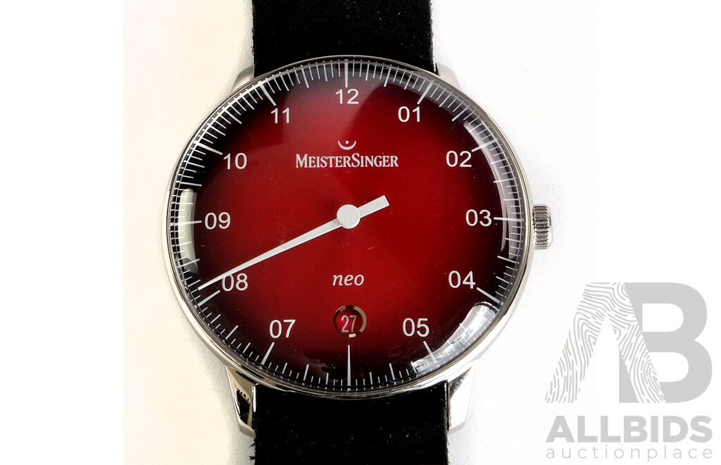 Boxed Meistersinger Neo Watch with Unique One Hand Momement and Date Function, Swiss Made
