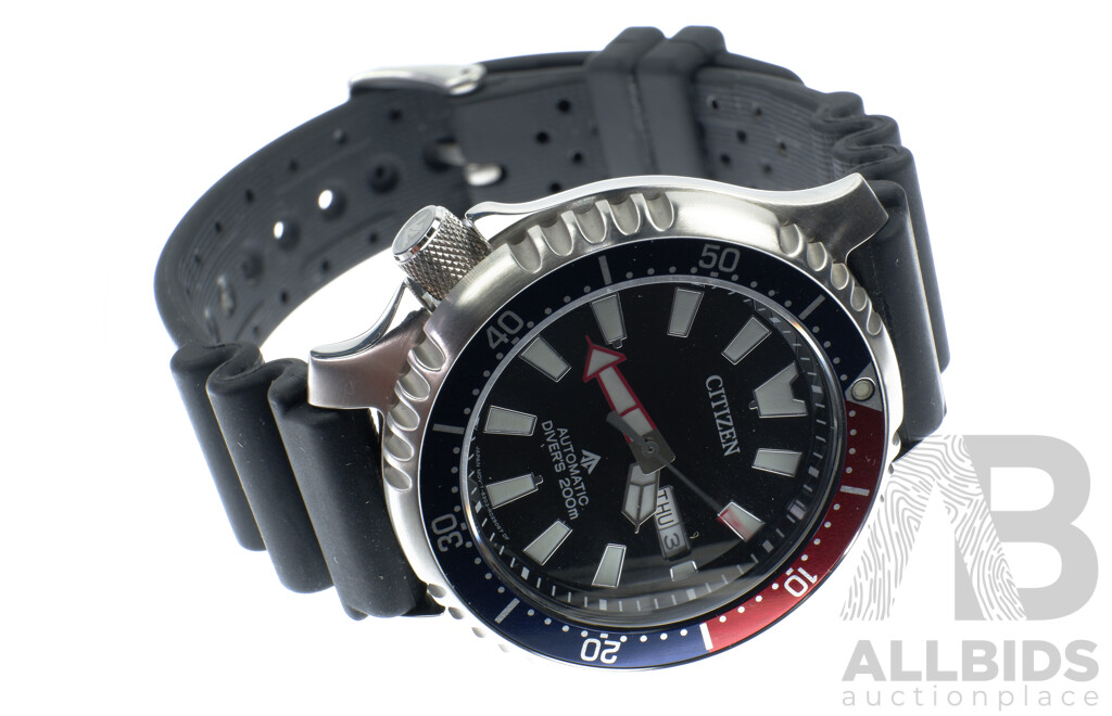 Boxed Citizen Fugu 200m Diver Watch with Pepsi Bezel