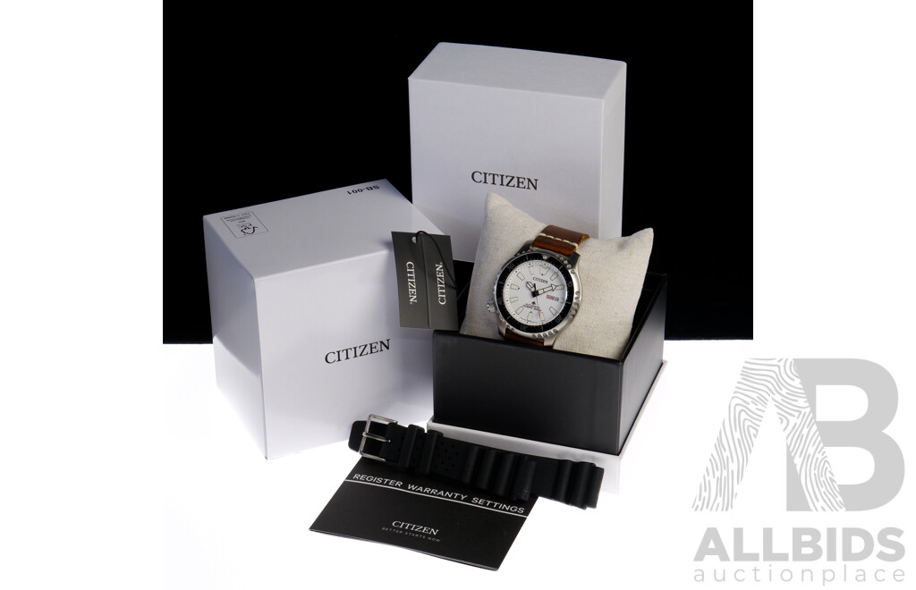 Boxed Citizen Promaster Fugu, 200m Sapphire Crystal with Leather Strap